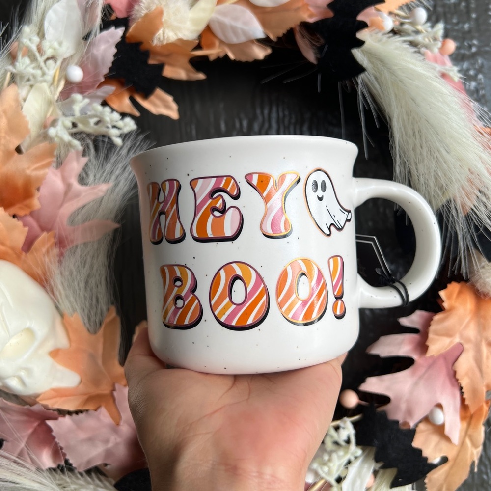LAST FEW✨NEW👻Cobwebs and Cauldrons Hey Boo Retro Font Mug🎃